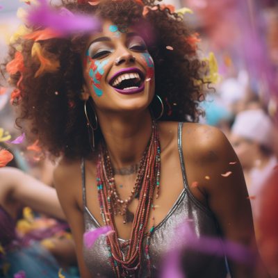 mardi gras july 27, in the style of impressionist colorism, narrative-driven visual storytelling, matte photo, joyful chaos, sabattier filter, shot on 70mm, vibrant colorism --ar 2:3 --v 5.2 Job ID: 2727502a-5f37-4bb1-a3ae-951433468349